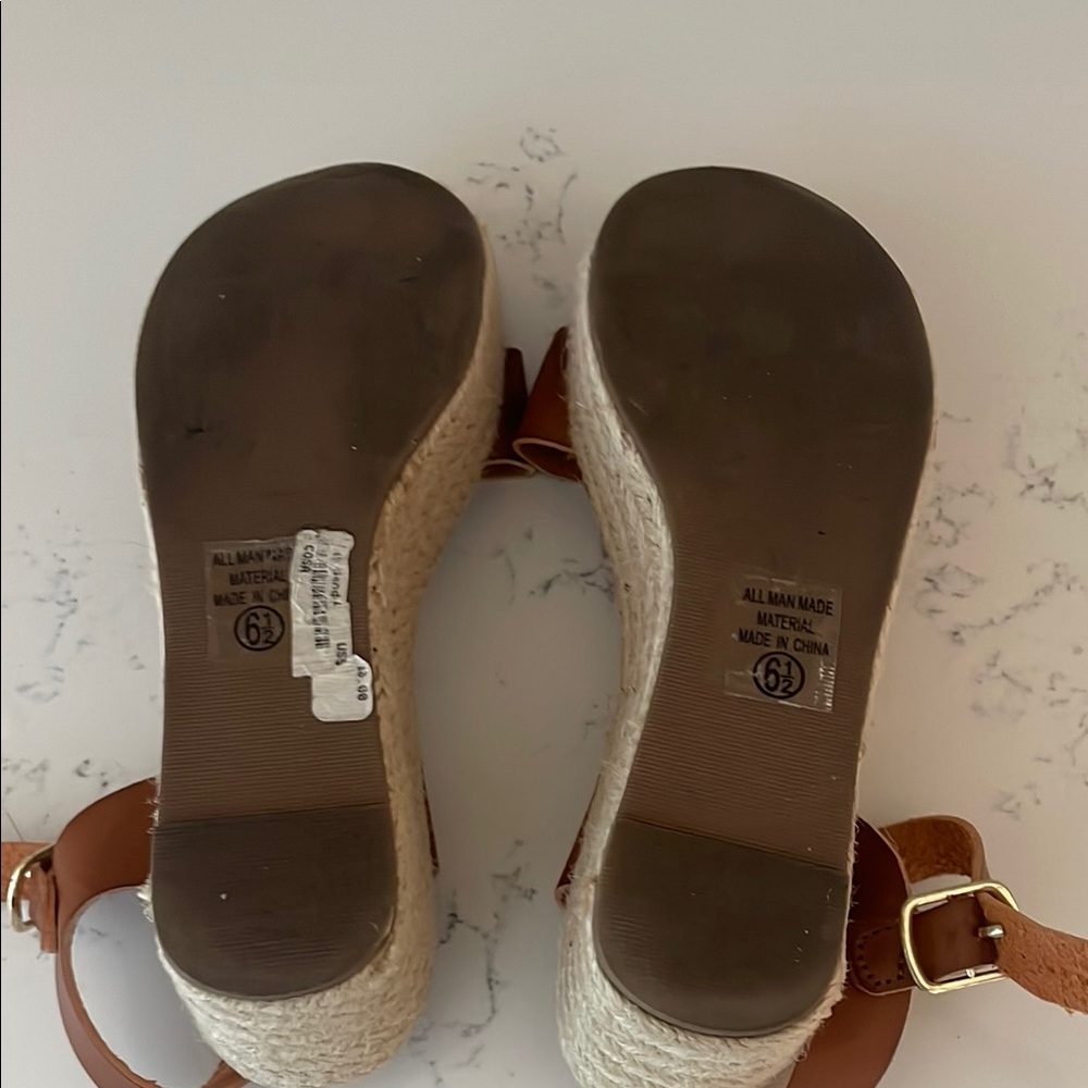 Women's Tan Wedge Sandals - Picture 6 of 8